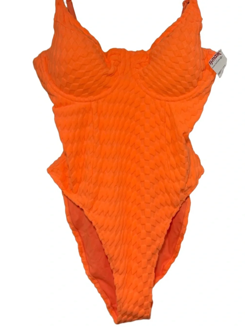 🔶🧡‎ Good American Textured Jacquard Show Off One-Piece in Orange Cream 🧡🔶